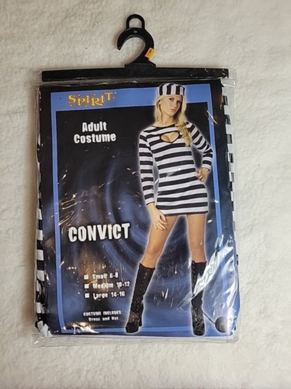Spirit Adult Halloween Costume Convict Chick Size Small Dress Hat